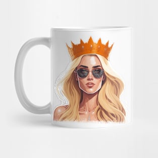 Strong Women - Beautiful Blonde Woman, Wearing Crown, Wearing Shades Mug